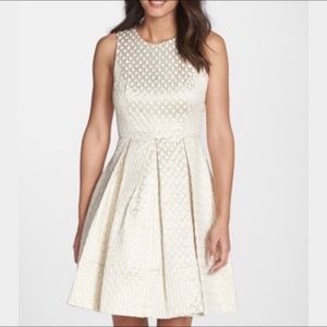 Eliza J. Gold Fit & Flare Sleeveless Dress with Pockets